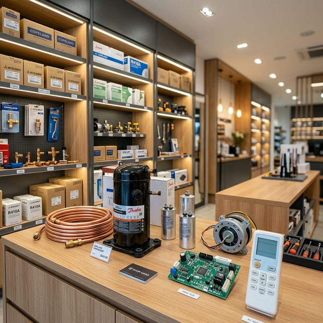 Professional AC Spare Parts Shop Stock